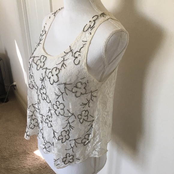 Forever 21 Beaded White Cropped Top - Picture 5 of 6